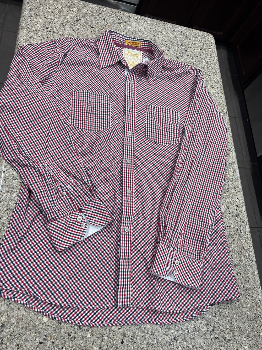 Sovereign code XL Men's Red & Blue Check Button-Down Shirt z17